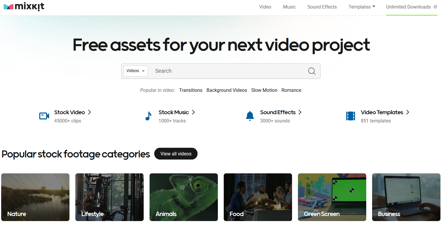 おすすめの無料動画素材サイト：MixKit