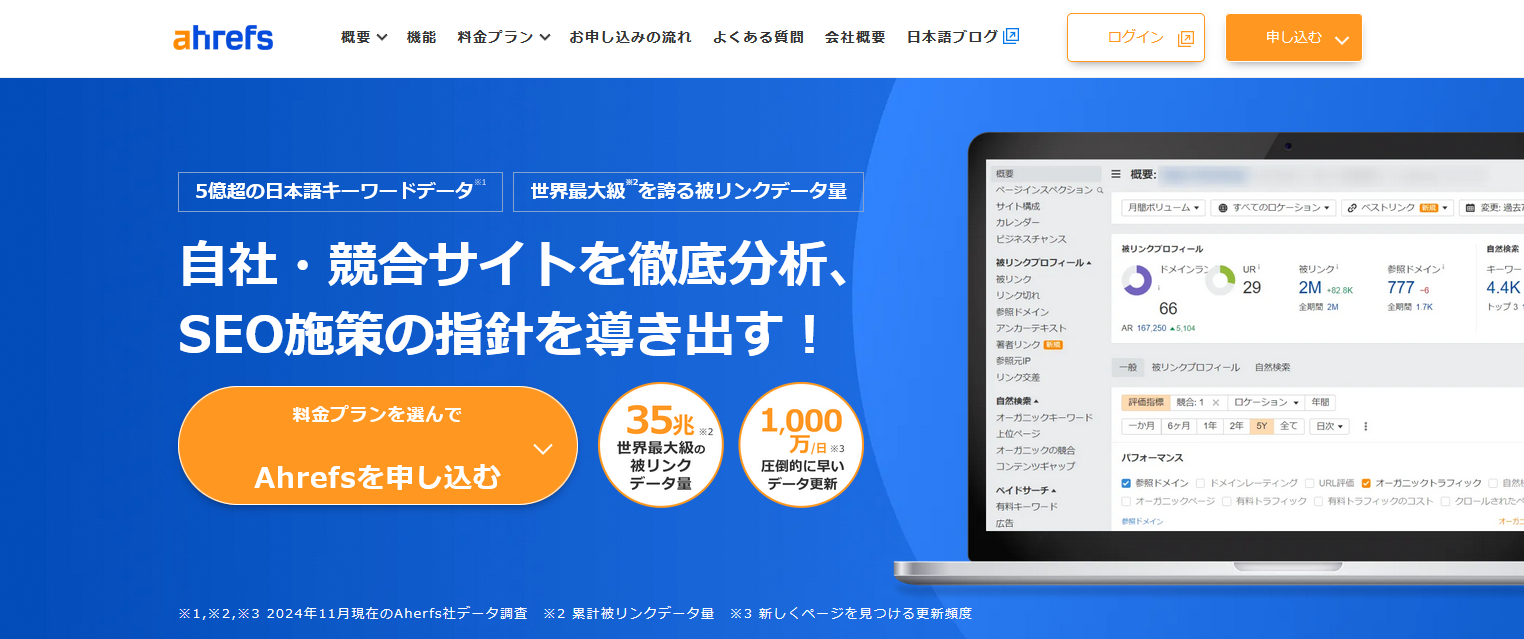 VSEO対策に役立つツール:Ahrefs