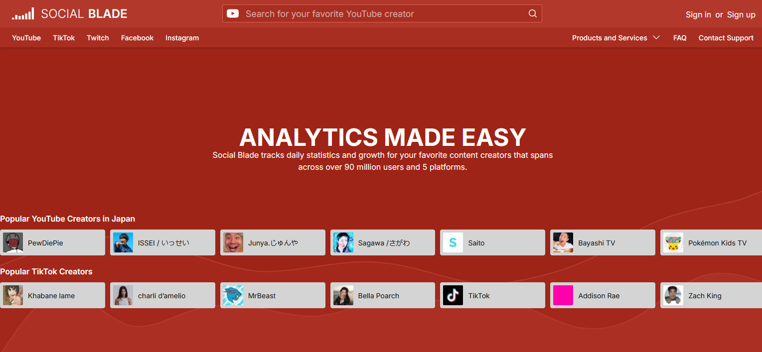 Social Blade:チャンネルの成長推移を視覚化する分析ツール