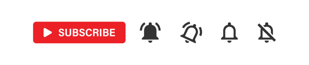 You Tubeの再生マークと通知するかしないかのマーク