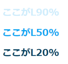CSSプロパティcolorのHSLでcolorを指定したときの画像