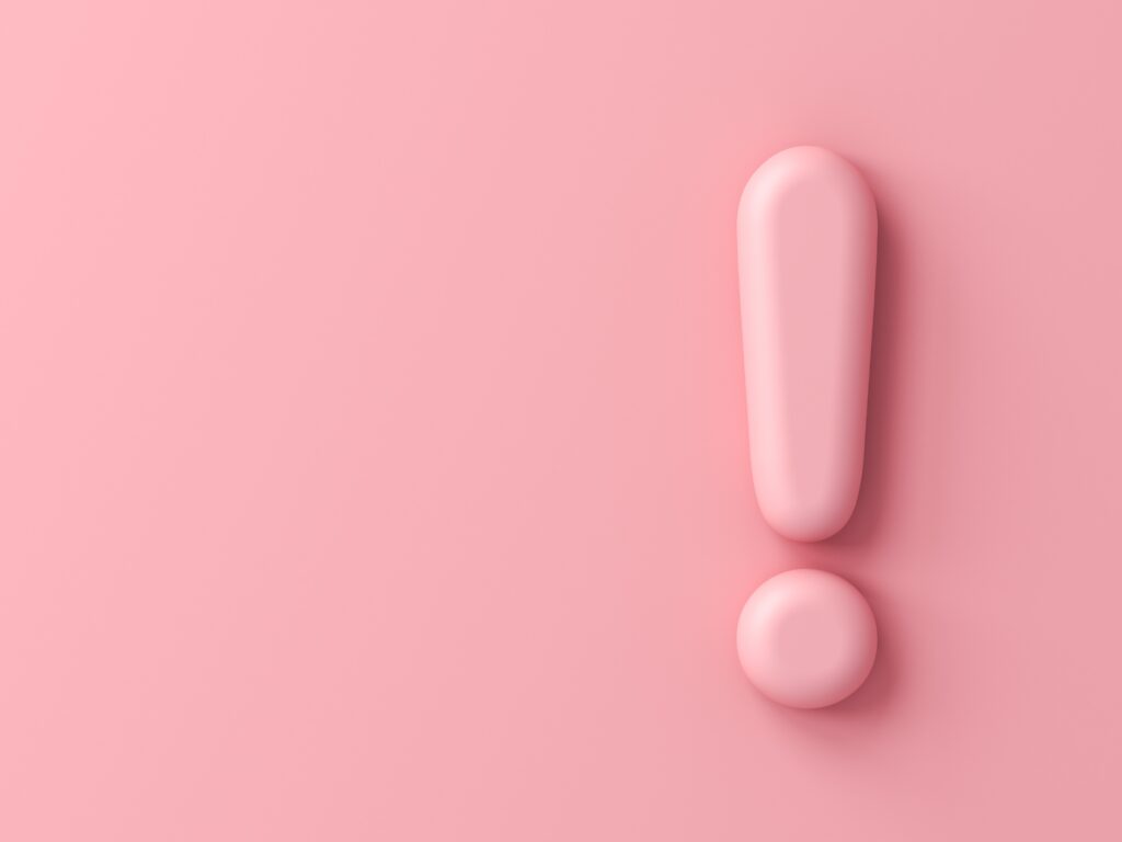 ピンク色の「！」マーク