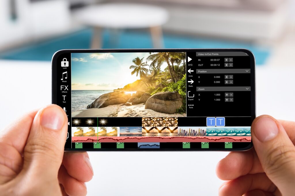 動画編集中のスマートフォン